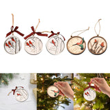 Maxbell Cute Christmas Wooden Pendant Xmas Decoration DIY Oranement Xmas Gift three birds