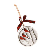 Maxbell Cute Christmas Wooden Pendant Xmas Decoration DIY Oranement Xmas Gift three birds