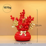 Maxbell Lucky Tree Feng Shui Traditional Ornament Art for Tabletop Counter Desk Red