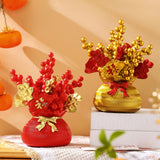 Maxbell Lucky Tree Feng Shui Traditional Ornament Art for Tabletop Counter Desk Red