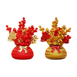 Maxbell Lucky Tree Feng Shui Traditional Ornament Art for Tabletop Counter Desk Red