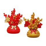 Maxbell Lucky Tree Feng Shui Traditional Ornament Art for Tabletop Counter Desk Red