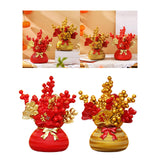 Maxbell Lucky Tree Feng Shui Traditional Ornament Art for Tabletop Counter Desk Red