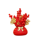 Maxbell Lucky Tree Feng Shui Traditional Ornament Art for Tabletop Counter Desk Red
