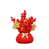 Maxbell Lucky Tree Feng Shui Traditional Ornament Art for Tabletop Counter Desk Red