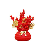 Maxbell Lucky Tree Feng Shui Traditional Ornament Art for Tabletop Counter Desk Red