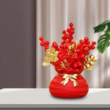 Maxbell Lucky Tree Feng Shui Traditional Ornament Art for Tabletop Counter Desk Red