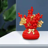 Maxbell Lucky Tree Feng Shui Traditional Ornament Art for Tabletop Counter Desk Red