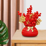 Maxbell Lucky Tree Feng Shui Traditional Ornament Art for Tabletop Counter Desk Red