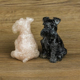 Maxbell Sitting Schnauzer Figurine Tabletop Decor Puppy Statue for Living Room Black