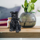 Maxbell Sitting Schnauzer Figurine Tabletop Decor Puppy Statue for Living Room Black