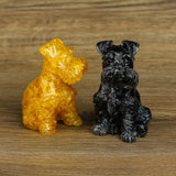 Maxbell Sitting Schnauzer Figurine Tabletop Decor Puppy Statue for Living Room Yellow