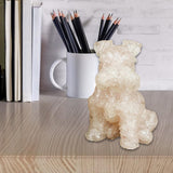 Maxbell Sitting Schnauzer Figurine Tabletop Decor Puppy Statue for Living Room Pink