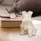 Maxbell Sitting Schnauzer Figurine Tabletop Decor Puppy Statue for Living Room Pink