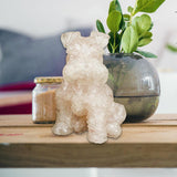 Maxbell Sitting Schnauzer Figurine Tabletop Decor Puppy Statue for Living Room Pink