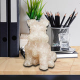 Maxbell Sitting Schnauzer Figurine Tabletop Decor Puppy Statue for Living Room Pink