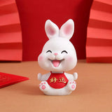 Maxbell Rabbit Statue Small Bunny Figurine Resin Craft for Office Cake Decoration style B