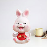 Maxbell Rabbit Statue Small Bunny Figurine Resin Craft for Office Cake Decoration style B