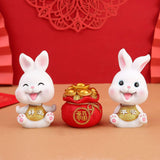Maxbell Rabbit Statue Small Bunny Figurine Resin Craft for Office Cake Decoration style C