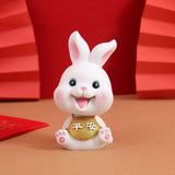 Maxbell Rabbit Statue Small Bunny Figurine Resin Craft for Office Cake Decoration style C