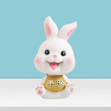 Maxbell Rabbit Statue Small Bunny Figurine Resin Craft for Office Cake Decoration style C