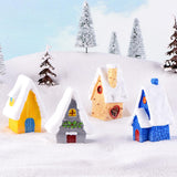Maxbell Resin Statue Village House Figurines Xmas Christmas Miniature Ornaments Yellow 2.2x2.5x5.1cm