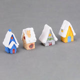 Maxbell Resin Statue Village House Figurines Xmas Christmas Miniature Ornaments Yellow 2.2x2.5x5.1cm