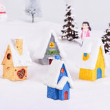Maxbell Resin Statue Village House Figurines Xmas Christmas Miniature Ornaments Yellow 2.2x2.5x5.1cm