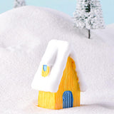 Maxbell Resin Statue Village House Figurines Xmas Christmas Miniature Ornaments Yellow 2.2x2.5x5.1cm