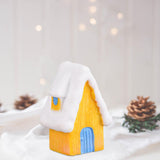 Maxbell Resin Statue Village House Figurines Xmas Christmas Miniature Ornaments Yellow 2.2x2.5x5.1cm