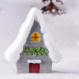 Maxbell Resin Statue Village House Figurines Xmas Christmas Miniature Ornaments Gray 2.3x2.6x4.2cm