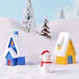 Maxbell Resin Statue Village House Figurines Xmas Christmas Miniature Ornaments Blue 3.2x2.2x5.4cm