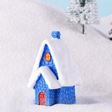 Maxbell Resin Statue Village House Figurines Xmas Christmas Miniature Ornaments Blue 3.2x2.2x5.4cm