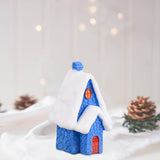 Maxbell Resin Statue Village House Figurines Xmas Christmas Miniature Ornaments Blue 3.2x2.2x5.4cm