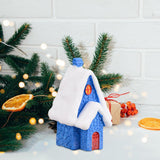 Maxbell Resin Statue Village House Figurines Xmas Christmas Miniature Ornaments Blue 3.2x2.2x5.4cm