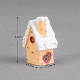 Maxbell Resin Statue Village House Figurines Xmas Christmas Miniature Ornaments Beige 2.5x2.1x5.3cm