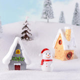 Maxbell Resin Statue Village House Figurines Xmas Christmas Miniature Ornaments Beige 2.5x2.1x5.3cm