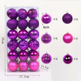 Maxbell 36x Christmas Balls Ornaments Hanging Pendants Decorative Bauble for Wreath Purple Rose Red