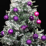 Maxbell 36x Christmas Balls Ornaments Hanging Pendants Decorative Bauble for Wreath Purple Rose Red
