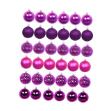 Maxbell 36x Christmas Balls Ornaments Hanging Pendants Decorative Bauble for Wreath Purple Rose Red