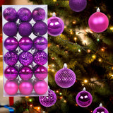 Maxbell 36x Christmas Balls Ornaments Hanging Pendants Decorative Bauble for Wreath Purple Rose Red