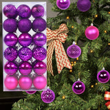 Maxbell 36x Christmas Balls Ornaments Hanging Pendants Decorative Bauble for Wreath Purple Rose Red