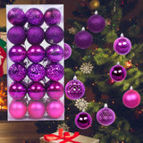 Maxbell 36x Christmas Balls Ornaments Hanging Pendants Decorative Bauble for Wreath Purple Rose Red