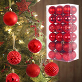 Maxbell 36x Christmas Balls Ornaments Hanging Pendants Decorative Bauble for Wreath Red