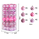 Maxbell 36x Christmas Balls Ornaments Hanging Pendants Decorative Bauble for Wreath Pink