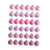 Maxbell 36x Christmas Balls Ornaments Hanging Pendants Decorative Bauble for Wreath Pink