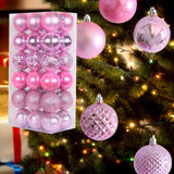 Maxbell 36x Christmas Balls Ornaments Hanging Pendants Decorative Bauble for Wreath Pink