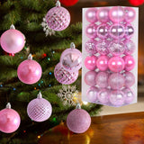 Maxbell 36x Christmas Balls Ornaments Hanging Pendants Decorative Bauble for Wreath Pink