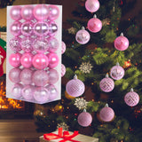 Maxbell 36x Christmas Balls Ornaments Hanging Pendants Decorative Bauble for Wreath Pink