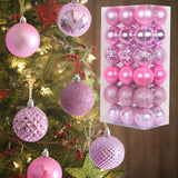 Maxbell 36x Christmas Balls Ornaments Hanging Pendants Decorative Bauble for Wreath Pink